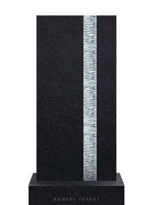 Строгий памятник из черного гранита с вертикальной вставкой